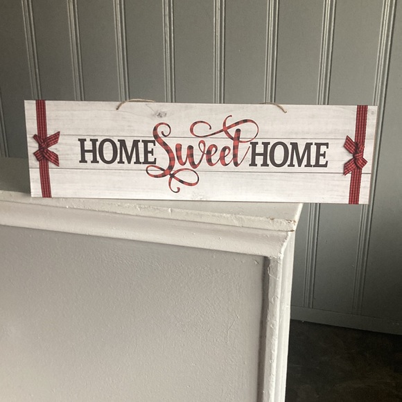 NWT Slatted Wood Horizontal Home Sweet Home Decor Sign w/ Bows - Picture 14 of 14
